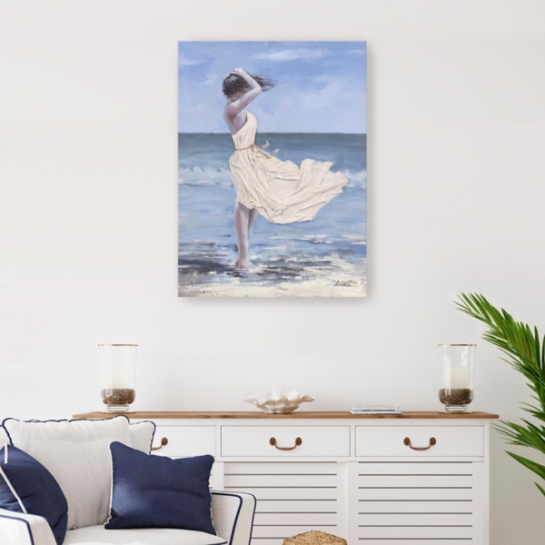 Windy Day Coastal Woman Canvas Wall Art Kirklands Home