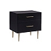 Black 2-Drawer Nightstand with Gold Hardware
