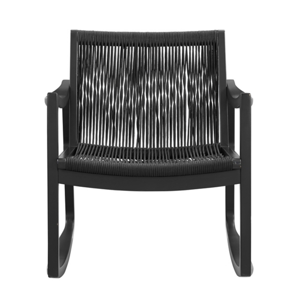 Black Wood Modern Woven Rocking Chair Kirklands Home