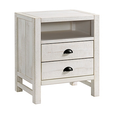 Alaterre Furniture Windsor 2 Drawer Wood Nightstand Driftwood White