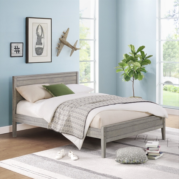 Vidalia Rustic Gray Wood Bed - KFROOMS