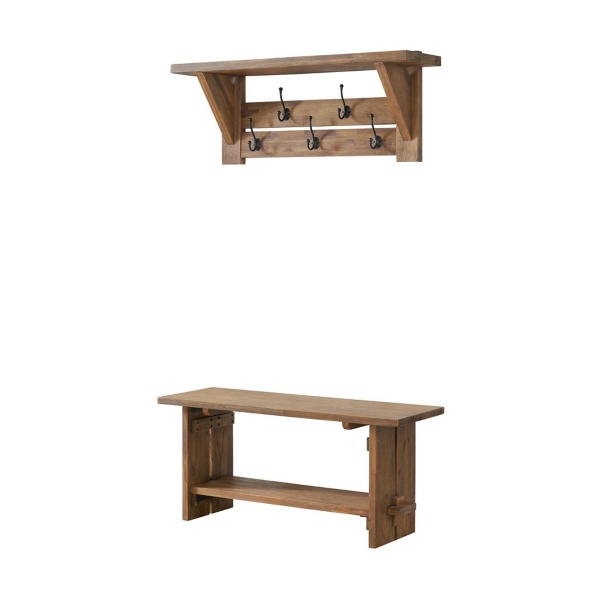 2 piece entryway online bench and shelf set