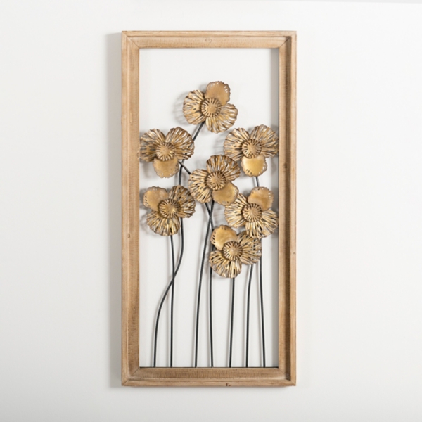 Wood Gold Metal Flowers I Wall Plaque Kirklands Home