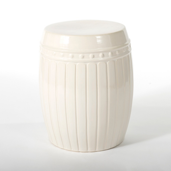 Cream Stella Striped Garden Stool | Kirklands Home