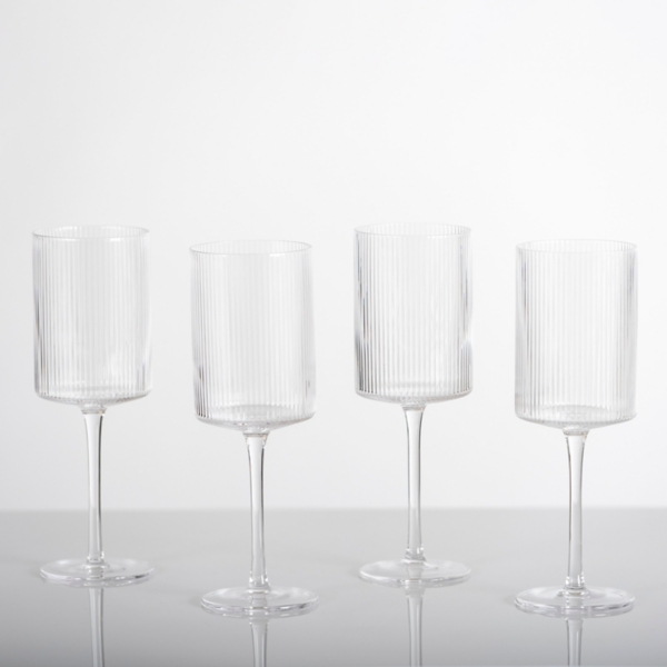 Linear Ribbed Goblet Wine Glasses, Set of 4 | Kirklands Home