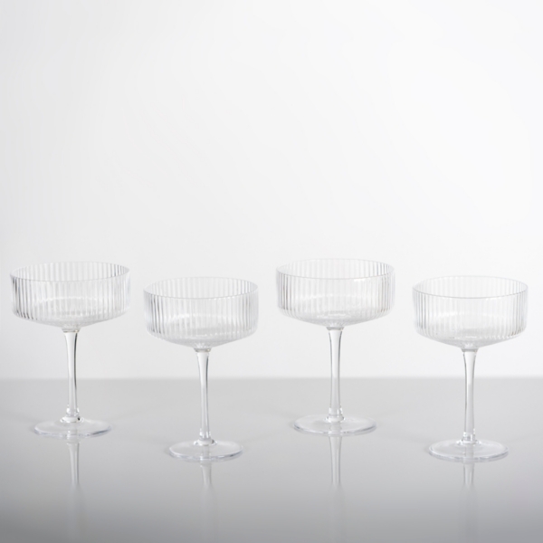 Linear Ribbed Coupe Wine Glasses, Set of 4 | Kirklands Home
