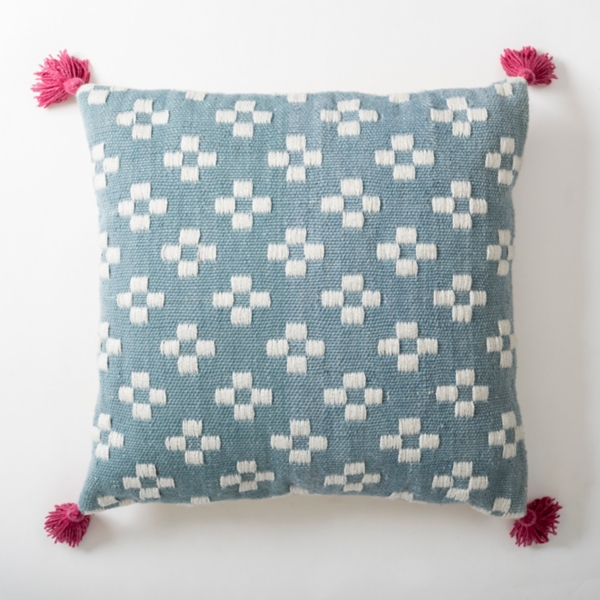 Blue Petite Woven Petals Outdoor Throw Pillow Kirklands Home