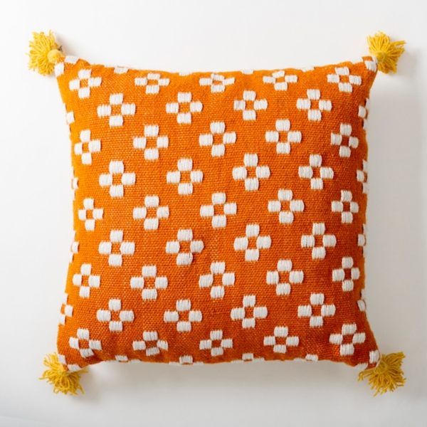 Orange Petite Woven Petals Outdoor Throw Pillow Kirklands Home