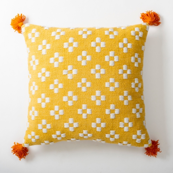 Yellow Petite Woven Petals Outdoor Throw Pillow Kirklands Home