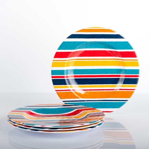 Colorful Stripes Melamine Salad Plates, Set of 4 Kirklands Home