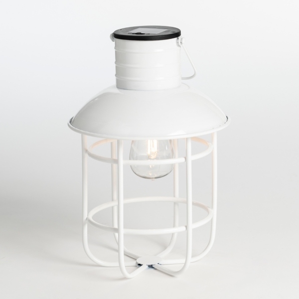 White Hanging Cage Solar Powered Lantern Kirklands Home
