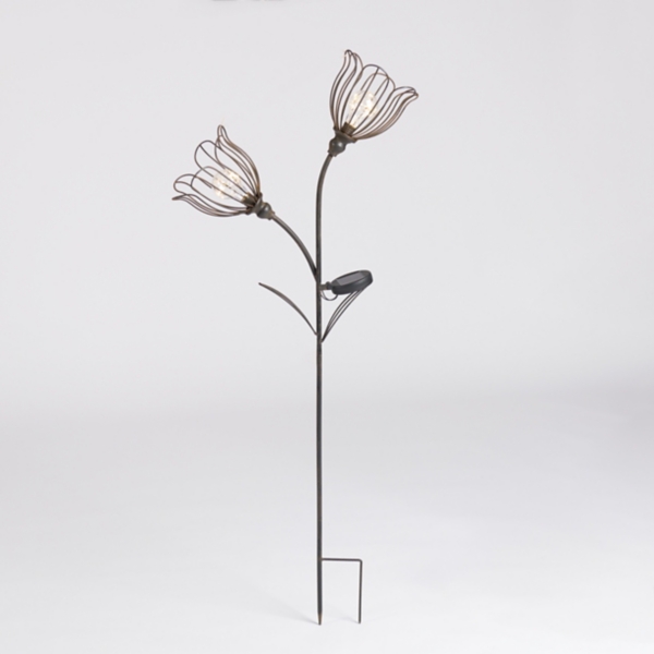 Bronze Flowers Solar Lantern Yard Stake Kirklands Home