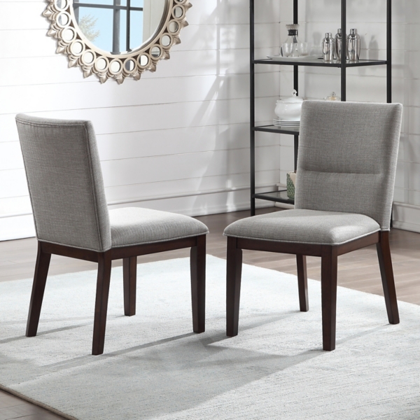 Greige and Walnut Dining Chairs, Set of 2