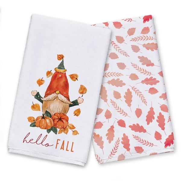 Well Dressed Home 2 Piece Fall Gnome Set Hand Towels Thanksgiving So Cute!