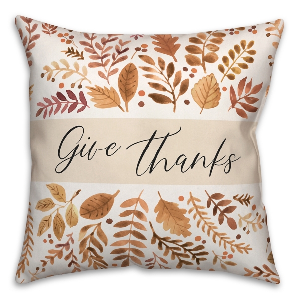 Give Thanks Outdoor Throw Pillow