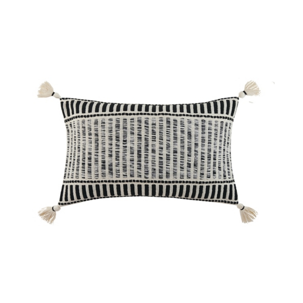 Milly Black and White Tassel Lumbar Pillow Kirklands Home