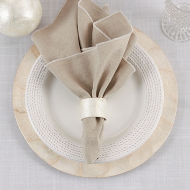 Metallic Linen Napkin in Natural & Silver