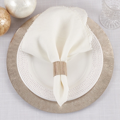 at Home Set of 4 White Wooden Napkin Rings