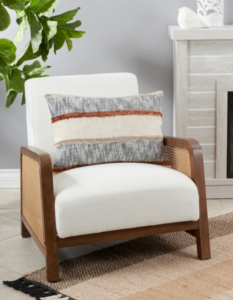 Blue and Orange Horizontal Stripe Throw Pillow