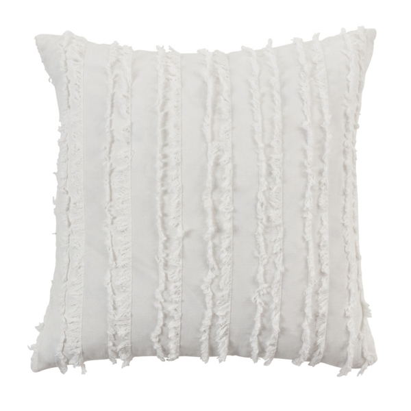 White Fringe Stripe Throw Pillow Kirklands Home