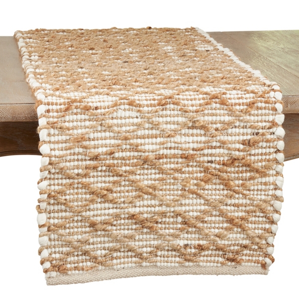 Cream and Tan Woven Diamond Table Runner Kirklands Home