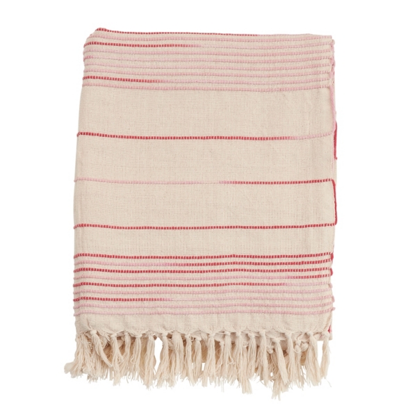 Pink and white online striped blanket