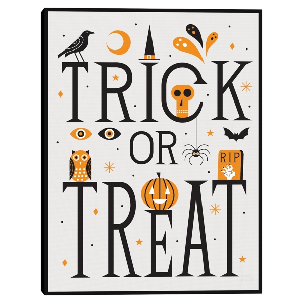 Trick Or Treat Framed Canvas Wall Plaque 