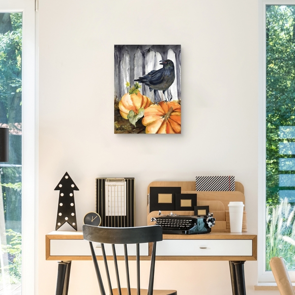 Festive Raven Pumpkins Harvest Wall Art