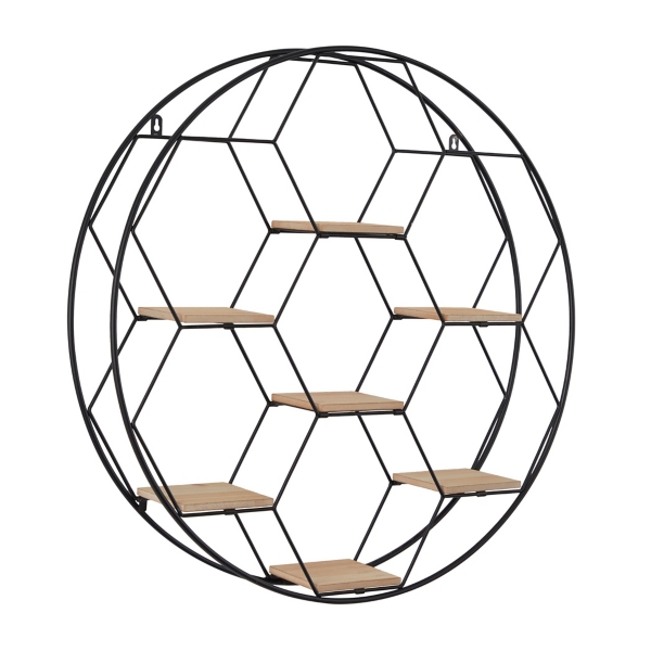 Black Metal Hexagonal Frame Wall Shelf Kirklands Home