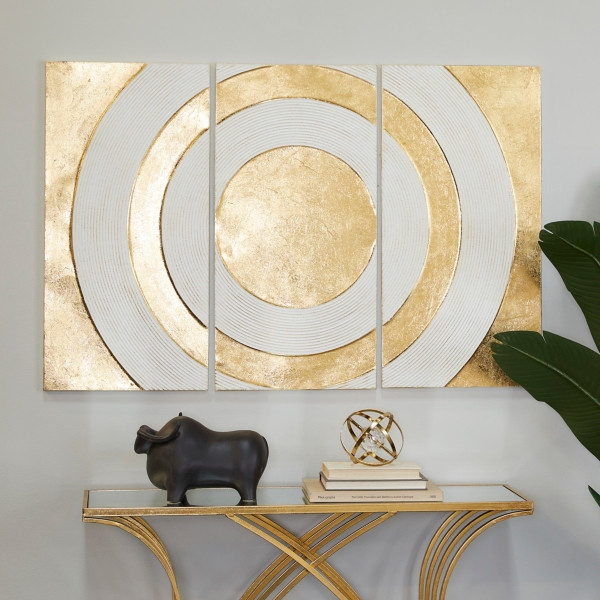 Gold and White Abstract Ripple Wall Plaque | Kirklands Home