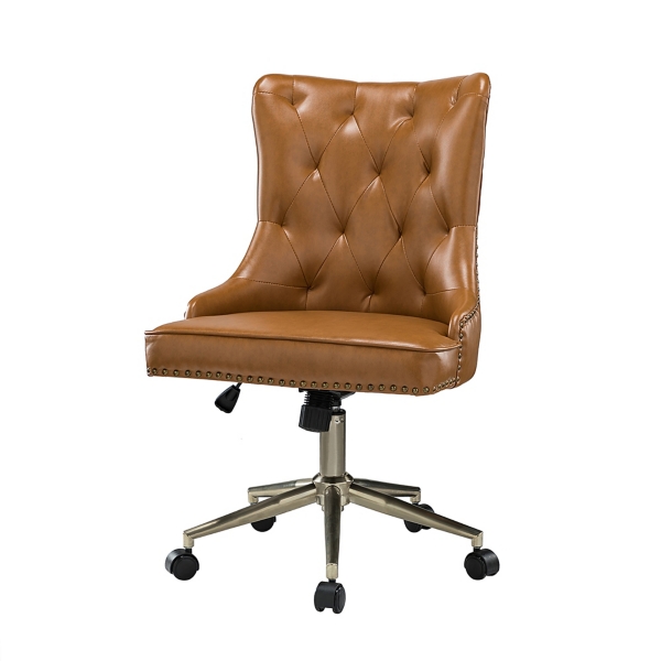 Brown Faux Leather Tufted Back Office Chair Kirklands Home