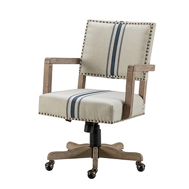 Ivory Upholstered and Natural Wood Office Chair Kirklands Home