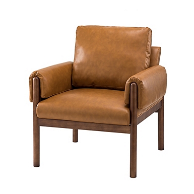 Faux leather camel discount chair