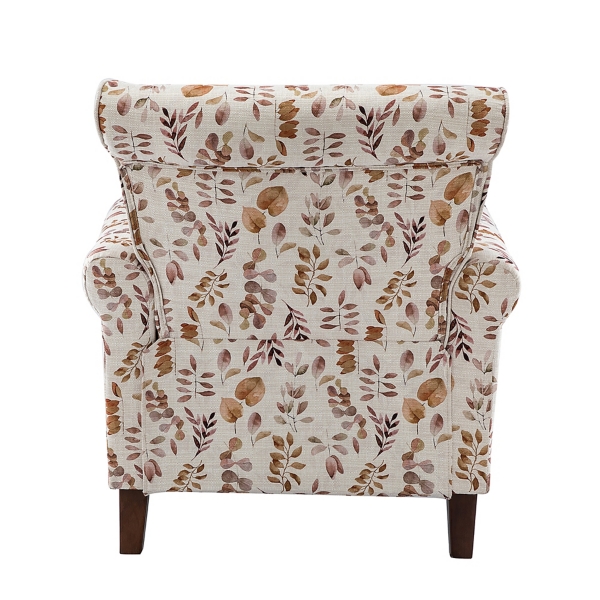 Yellow and Orange Leaf Upholstered Accent Chair