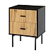 Black and Natural Wood 2-Drawer Nightstand