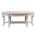 Whitewashed Wood Oval Coffee Table with Shelf