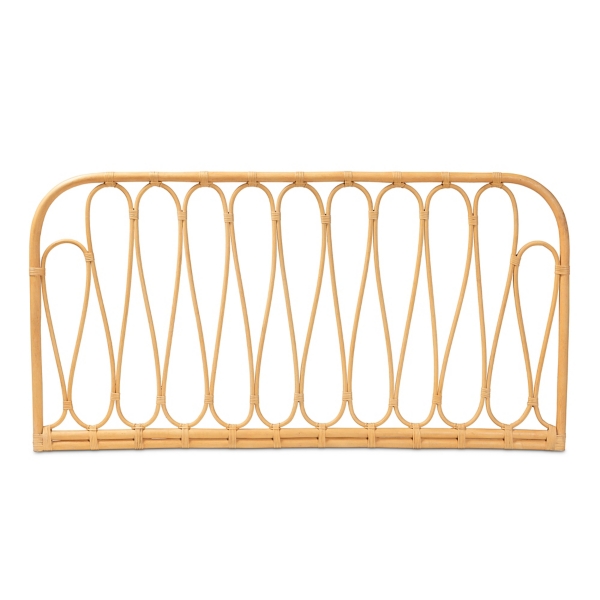 Natural Curved Rattan Wall Mounted Queen Headboard