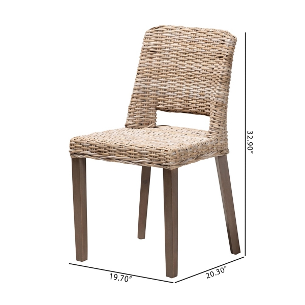 Natural Rattan Cutout Back Dining Chair