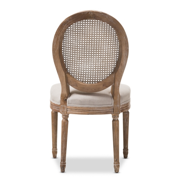 White and Natural Cane Oval Back Dining Chair