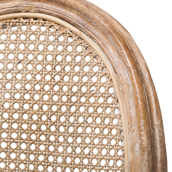 White and Natural Cane Oval Back Dining Chair