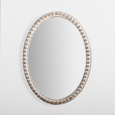 Round Natural Beaded Wall Mirror