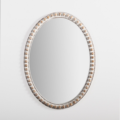 Small Beaded Carved Round Wall Mirror in Gold – BHFhome