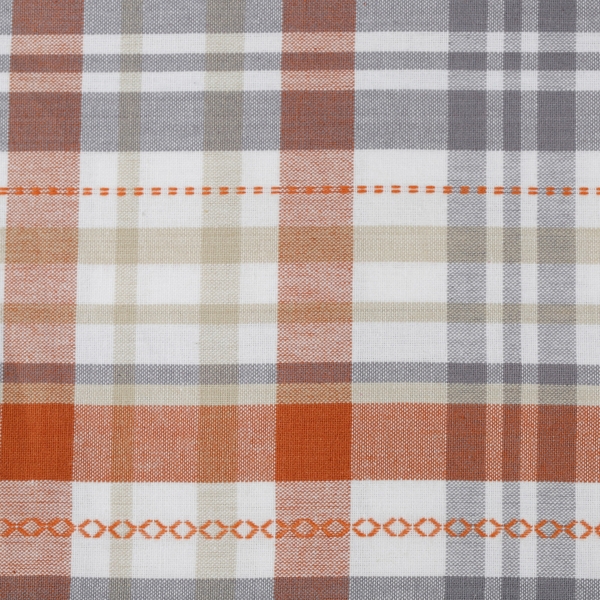 Flat Weave Orange Dobby Plaid 120 in. Tablecloth