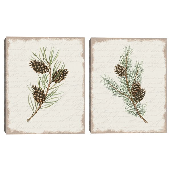 Botanical Pine Spruce Canvas Art Prints, Set of 2 | Kirklands Home