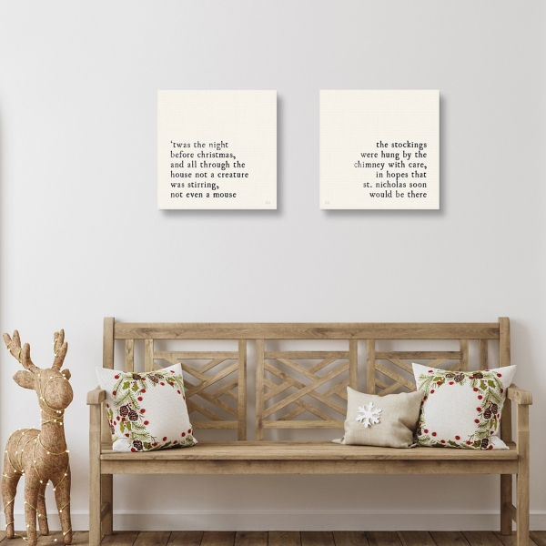 Ivory Christmas Quote Canvas Art Prints, Set of 2