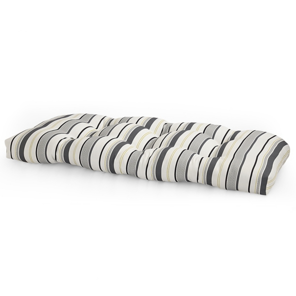 Black and white online striped outdoor bench cushion