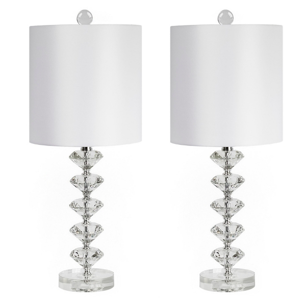 Clear Crystal Spindle Table Lamps, Set of 2