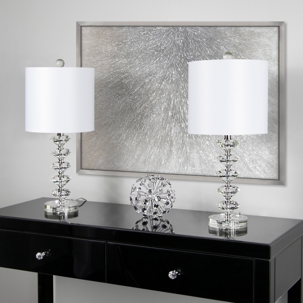 Clear Crystal Spindle Table Lamps, Set of 2