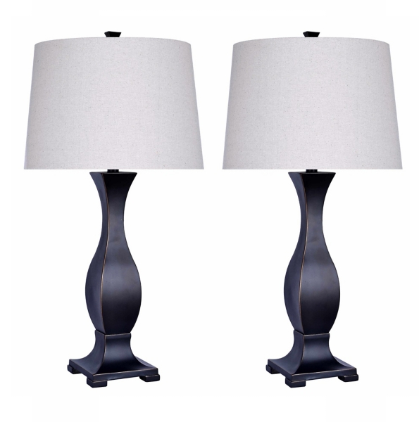 Bronzed Hourglass 2-pc. Table Lamp Set