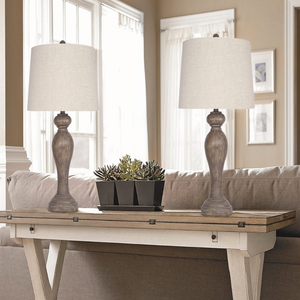 Opal Gray Rustic Wood Table Lamps, Set of 2 Kirklands Home